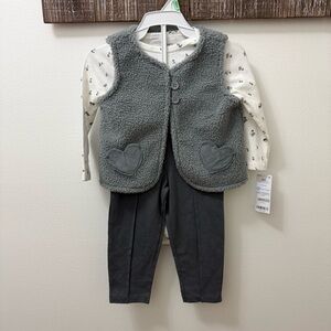 Carter's Infant Girls 3-Piece Sherpa Vest Outfit Set Size 18 New with tags